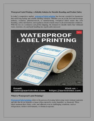 Waterproof Label Printing A Reliable Solution for Durable Branding and Product Safety