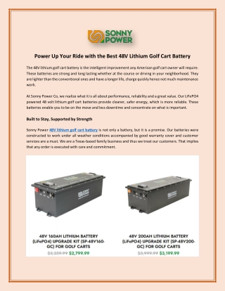 Power Up Your Ride with the Best 48V Lithium Golf Cart Battery