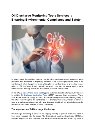 Oil Discharge Monitoring Tools Services  _ Ensuring Environmental Compliance and Safety