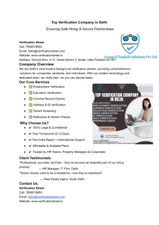 Top Verification Company in Delhi | Fast & Accurate Services