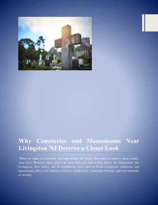 Why Cemeteries and Mausoleums Near Livingston NJ Deserve a Closer Look