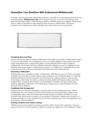 Streamline Your Workflow With Professional Whiteboards!