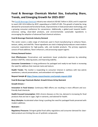 Food & Beverage Chemicals Market: Analysis of Present and Future Growth | 2037