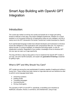 Smart App Building with OpenAI GPT Integration