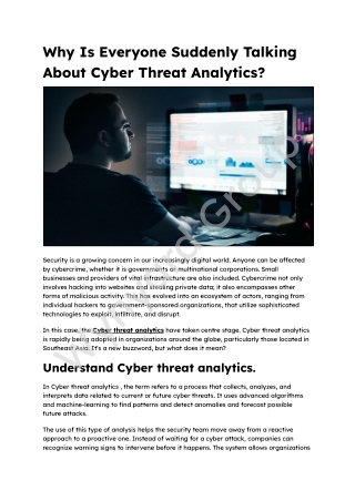 Why Is Everyone Suddenly Talking About Cyber Threat Analytics?