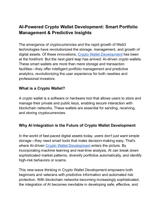AI-Powered Crypto Wallet Development_ Smart Portfolio Management & Predictive Insights