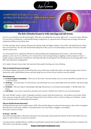 The Role of Kendra Houses in Vedic Astrology and Life Events