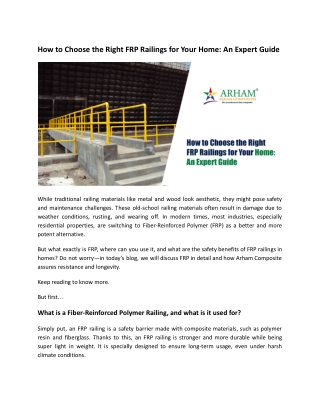 How to Choose the Right FRP Railings for Your Home_ An Expert Guide
