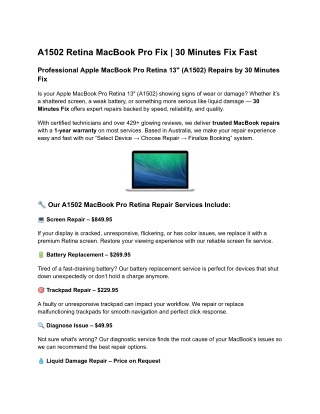 A1502 Retina MacBook Pro Fix _ 30 Minutes Fix Fast