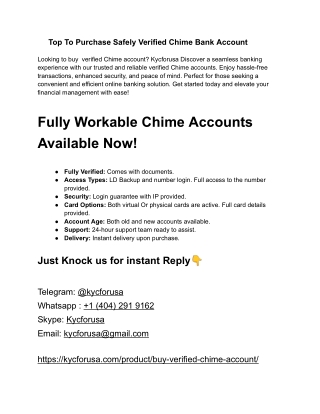 Best 17 Sites To Buy, Verified Chime Accounts In Napal