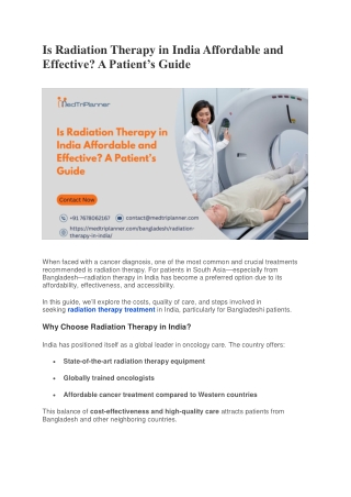 Is Radiation Therapy in India Affordable and Effective
