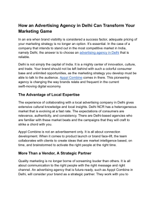 How an Advertising Agency in Delhi Can Transform Your Marketing Game