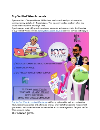 Top 11 Sites To Buy, Verified Wise Account In 2026
