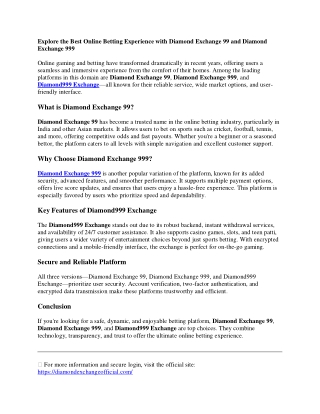 Explore the Best Online Betting Experience with Diamond Exchange 99 and Diamond Exchange 999 (1)