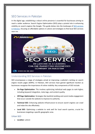SEO Services in Pakistan