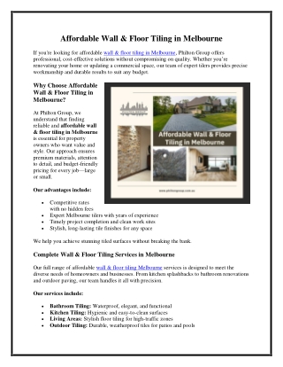 Affordable Wall & Floor Tiling in Melbourne