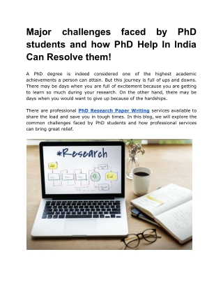 Major challenges faced by PhD students and how PhD Help In India Can Resolve them!