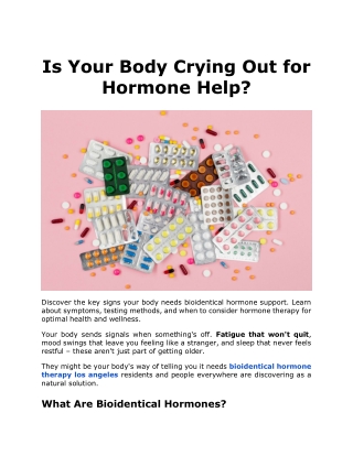 Is Your Body Crying Out for Hormone Help