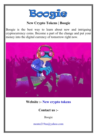 New Crypto Tokens   Boogie