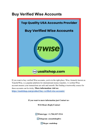 How To Buy, Verified Wise Account Next Year