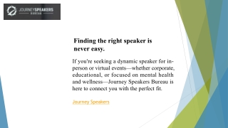 #Leadership Speakers | Journeyspeakers.com