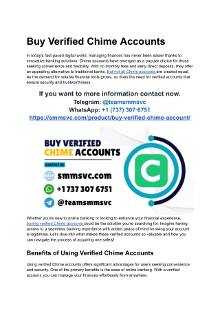 Place To Buy, Verified Chime Bank Accounts