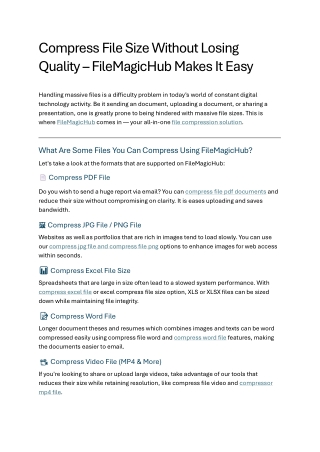 Compress File Size Without Losing Quality – FileMagicHub Makes It Easy