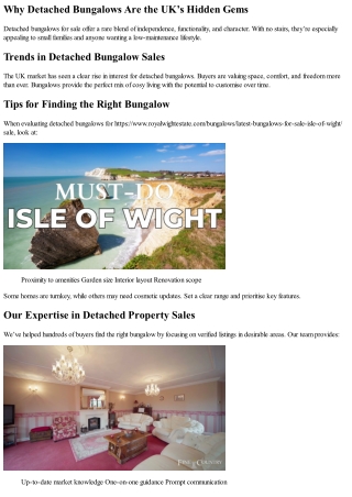 Browse Dream Detached Bungalows Now Available