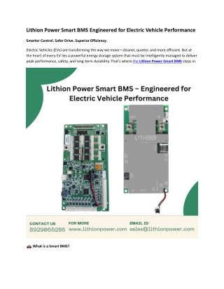 Lithion Power Smart BMS Engineered for Electric Vehicle Performance