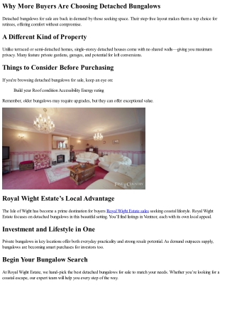 View Idyllic Detached Bungalows for Sale