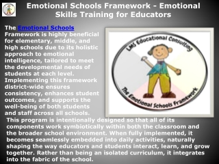 Emotional Schools Framework - Emotional Skills Training for Educators