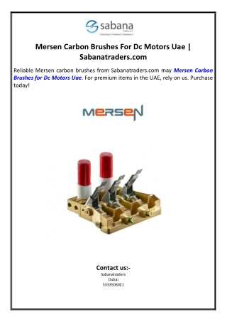 Mersen Carbon Brushes For Dc Motors Uae | Sabanatraders.com