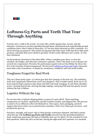 Loftness G3 Parts and Teeth That Tear Through Anything