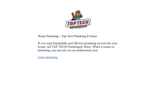 Home Plumbing | Tap Tech Plumbing & Drain