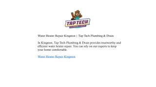 Water Heater Repair Kingston | Tap Tech Plumbing & Drain