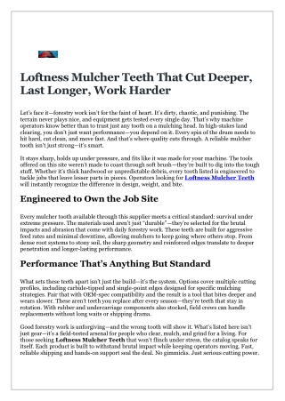 Loftness Mulcher Teeth That Cut Deeper, Last Longer, Work Harder