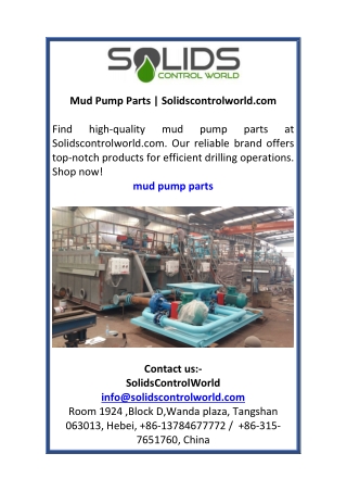 Mud Pump Parts  Solidscontrolworld.com