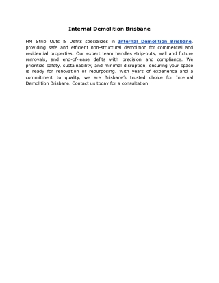 Internal Demolition Brisbane