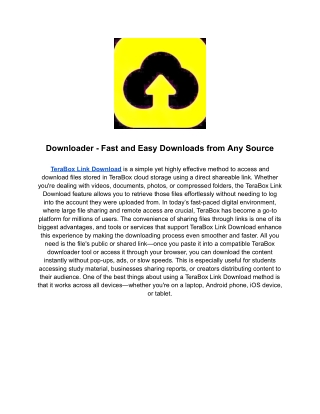 Fast & Easy Terabox Downloader – Get Your Files in Seconds!