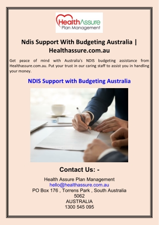 Ndis Support With Budgeting Australia  Healthassure.com.au