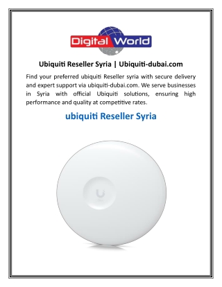 Ubiquiti Reseller Syria  Ubiquiti-dubai.com
