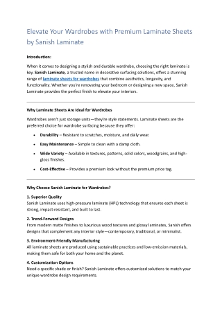 laminate sheets for wardrobes