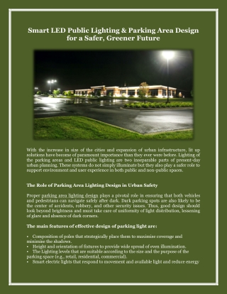 Smart LED Public Lighting & Parking Area Design for a Safer, Greener Future