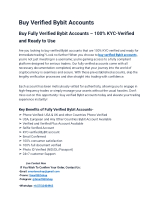 Best Sites To Buy Verified Bybit Accounts Personal and Business