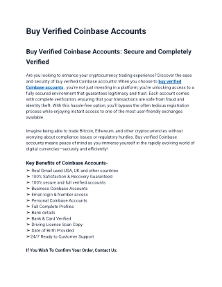 Best Sites To Buy Verified Coinbase Accoun Personal and Business