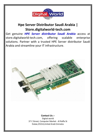 Hpe Server Distributor Saudi Arabia.Store.digitalworld-tech