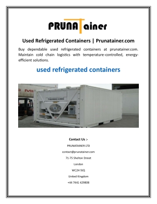 Used Refrigerated Containers  Prunatainer.com