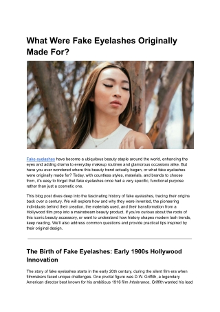 What Were Fake Eyelashes Originally Made For?