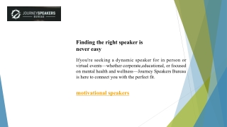 Motivational Speakers | Journeyspeakers.com