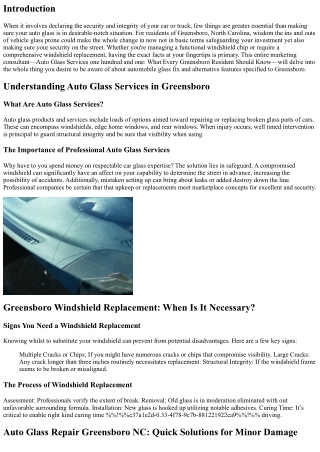 Auto Glass Services a hundred and one: What Every Greensboro Resident Should Kno